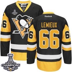 Mario Lemieux Youth Reebok Pittsburgh Penguins Premier Gold Black/ Third 2016 Stanley Cup Champions NHL Jersey