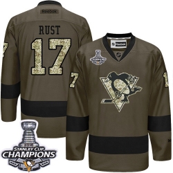 Bryan Rust Reebok Pittsburgh Penguins Authentic Green Salute to Service 2016 Stanley Cup Champions NHL Jersey