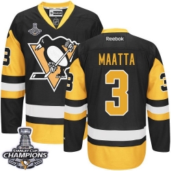 Olli Maatta Reebok Pittsburgh Penguins Premier Gold Black/ Third 2016 Stanley Cup Champions NHL Jersey
