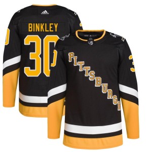 Les Binkley Youth Adidas Pittsburgh Penguins Authentic Black 2021/22 Alternate Primegreen Pro Player Jersey