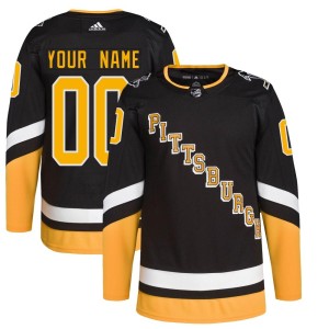 Custom Youth Adidas Pittsburgh Penguins Authentic Black Custom 2021/22 Alternate Primegreen Pro Player Jersey
