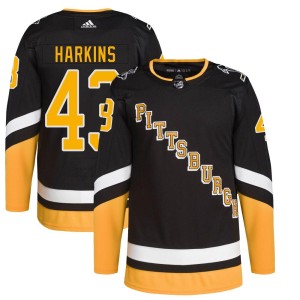 Jansen Harkins Youth Adidas Pittsburgh Penguins Authentic Black 2021/22 Alternate Primegreen Pro Player Jersey