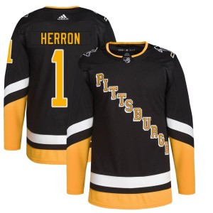Denis Herron Youth Adidas Pittsburgh Penguins Authentic Black 2021/22 Alternate Primegreen Pro Player Jersey