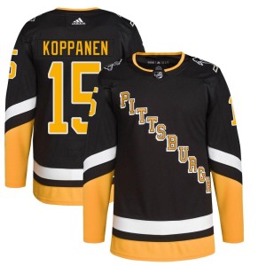 Joona Koppanen Youth Adidas Pittsburgh Penguins Authentic Black 2021/22 Alternate Primegreen Pro Player Jersey
