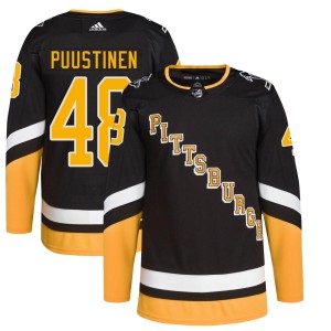 Valtteri Puustinen Youth Adidas Pittsburgh Penguins Authentic Black 2021/22 Alternate Primegreen Pro Player Jersey