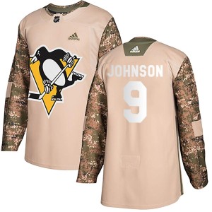 Mark Johnson Men's Adidas Pittsburgh Penguins Authentic Camo Veterans Day Practice Jersey