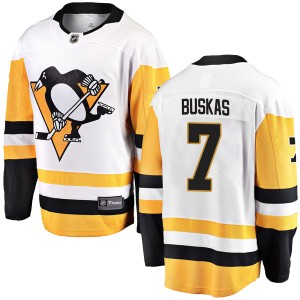 Rod Buskas Youth Fanatics Branded Pittsburgh Penguins Breakaway White Away Jersey