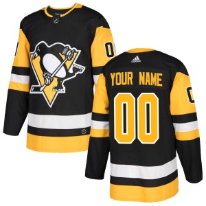 Custom Youth Adidas Pittsburgh Penguins Authentic Black Custom Home Jersey