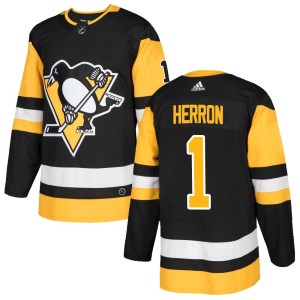 Denis Herron Youth Adidas Pittsburgh Penguins Authentic Black Home Jersey