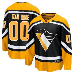 Custom Men's Fanatics Branded Pittsburgh Penguins Breakaway Black Custom Special Edition 2.0 Jersey
