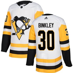 Les Binkley Youth Adidas Pittsburgh Penguins Authentic White Away Jersey