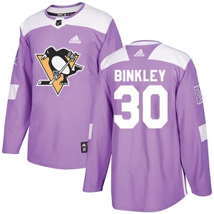 Les Binkley Men's Adidas Pittsburgh Penguins Authentic Purple Fights Cancer Practice Jersey
