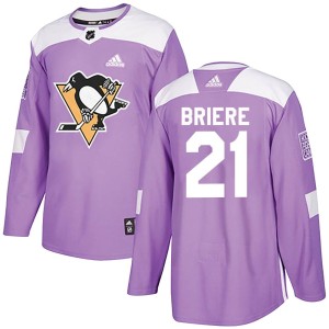 Michel Briere Men's Adidas Pittsburgh Penguins Authentic Purple Fights Cancer Practice Jersey