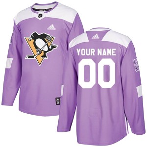 Custom Men's Adidas Pittsburgh Penguins Authentic Purple Custom Fights Cancer Practice Jersey