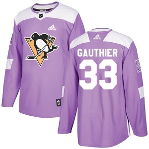 Taylor Gauthier Men's Adidas Pittsburgh Penguins Authentic Purple Fights Cancer Practice Jersey