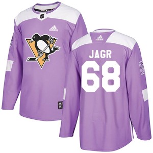 Jaromir Jagr Men's Adidas Pittsburgh Penguins Authentic Purple Fights Cancer Practice Jersey
