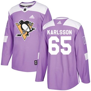 Erik Karlsson Men's Adidas Pittsburgh Penguins Authentic Purple Fights Cancer Practice Jersey