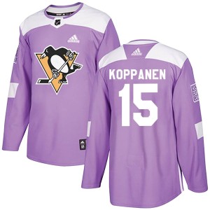 Joona Koppanen Men's Adidas Pittsburgh Penguins Authentic Purple Fights Cancer Practice Jersey