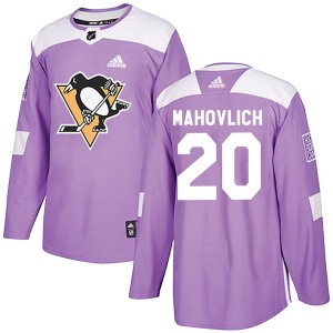 Peter Mahovlich Men's Adidas Pittsburgh Penguins Authentic Purple Fights Cancer Practice Jersey