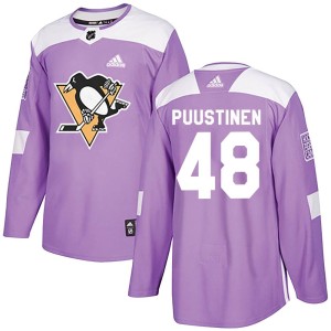 Valtteri Puustinen Men's Adidas Pittsburgh Penguins Authentic Purple Fights Cancer Practice Jersey