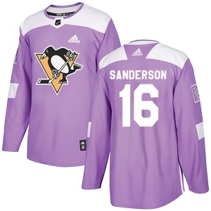 Derek Sanderson Men's Adidas Pittsburgh Penguins Authentic Purple Fights Cancer Practice Jersey