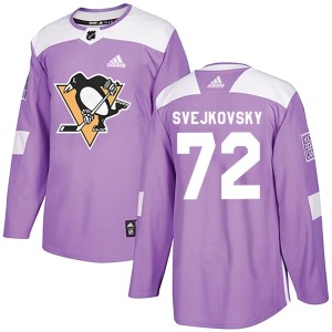 Lukas Svejkovsky Men's Adidas Pittsburgh Penguins Authentic Purple Fights Cancer Practice Jersey
