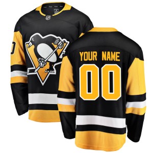 Custom Men's Fanatics Branded Pittsburgh Penguins Breakaway Black Custom Home Jersey