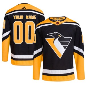 Custom Youth Adidas Pittsburgh Penguins Authentic Black Custom Reverse Retro 2.0 Jersey