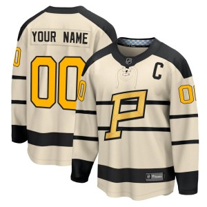 Custom Youth Fanatics Branded Pittsburgh Penguins Cream Custom 2023 Winter Classic Jersey