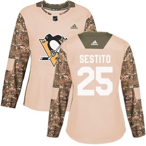Tom Sestito Women's Adidas Pittsburgh Penguins Authentic Camo Veterans Day Practice Jersey