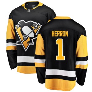 Denis Herron Youth Fanatics Branded Pittsburgh Penguins Breakaway Black Home Jersey