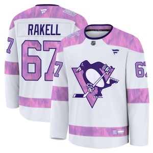 Rickard Rakell Youth Fanatics Pittsburgh Penguins Premium White 2024 Hockey Fights Cancer Practice Jersey