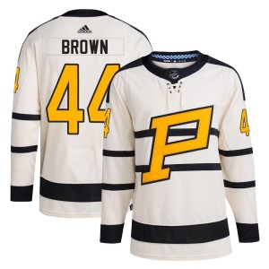 Rob Brown Men's Adidas Pittsburgh Penguins Authentic Brown Cream 2023 Winter Classic Jersey