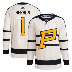 Denis Herron Men's Adidas Pittsburgh Penguins Authentic Cream 2023 Winter Classic Jersey