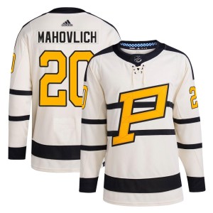 Peter Mahovlich Men's Adidas Pittsburgh Penguins Authentic Cream 2023 Winter Classic Jersey
