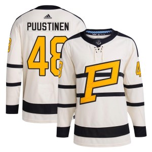 Valtteri Puustinen Men's Adidas Pittsburgh Penguins Authentic Cream 2023 Winter Classic Jersey