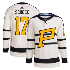 Ron Schock Men's Adidas Pittsburgh Penguins Authentic Cream 2023 Winter Classic Jersey