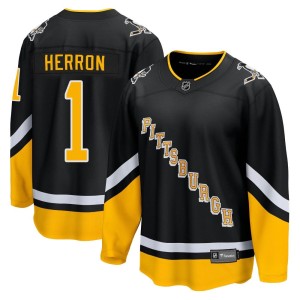 Denis Herron Youth Fanatics Branded Pittsburgh Penguins Premier Black 2021/22 Alternate Breakaway Player Jersey
