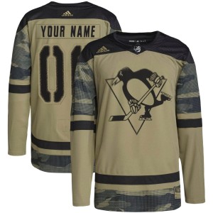 Custom Men's Adidas Pittsburgh Penguins Authentic Camo Custom Military Appreciation Practice Jersey
