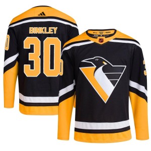 Les Binkley Men's Adidas Pittsburgh Penguins Authentic Black Reverse Retro 2.0 Jersey