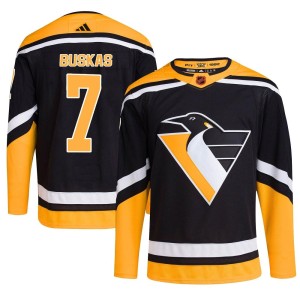 Rod Buskas Men's Adidas Pittsburgh Penguins Authentic Black Reverse Retro 2.0 Jersey