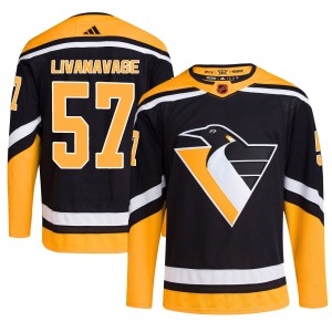 Jake Livanavage Men's Adidas Pittsburgh Penguins Authentic Black Reverse Retro 2.0 Jersey