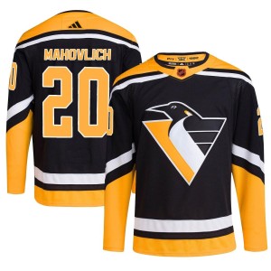 Peter Mahovlich Men's Adidas Pittsburgh Penguins Authentic Black Reverse Retro 2.0 Jersey