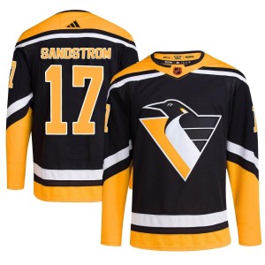 Tomas Sandstrom Men's Adidas Pittsburgh Penguins Authentic Black Reverse Retro 2.0 Jersey