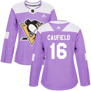 Jay Caufield Women's Adidas Pittsburgh Penguins Authentic Purple Fights Cancer Practice Jersey