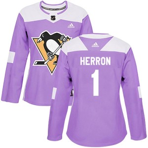 Denis Herron Women's Adidas Pittsburgh Penguins Authentic Purple Fights Cancer Practice Jersey
