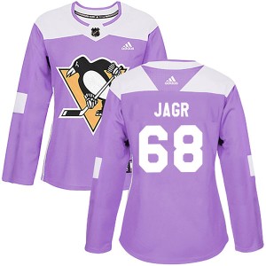Jaromir Jagr Women's Adidas Pittsburgh Penguins Authentic Purple Fights Cancer Practice Jersey