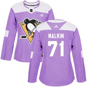 Evgeni Malkin Women's Adidas Pittsburgh Penguins Authentic Purple Fights Cancer Practice Jersey
