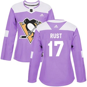 Bryan Rust Women's Adidas Pittsburgh Penguins Authentic Purple Fights Cancer Practice Jersey