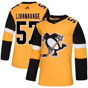 Jake Livanavage Men's Adidas Pittsburgh Penguins Authentic Gold Alternate Jersey